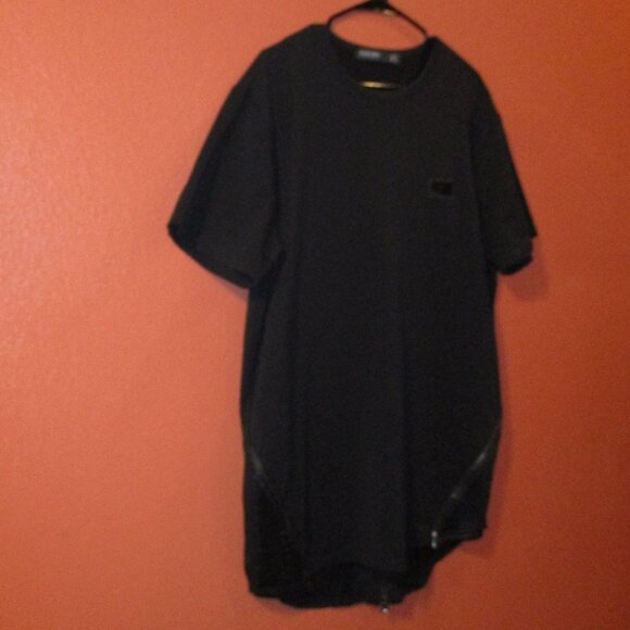 Hudson Jeans Men X Large Black Zipper Back Business Party Short Sleeve Shirt - Picture 2 of 7